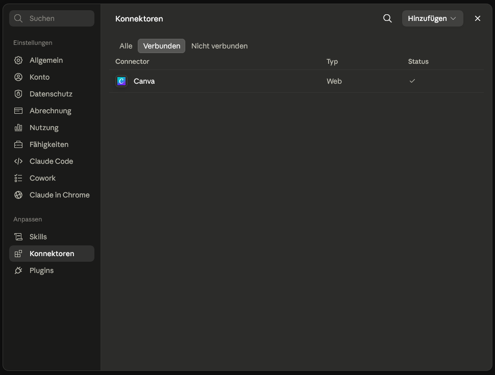 Settings → Connectors.